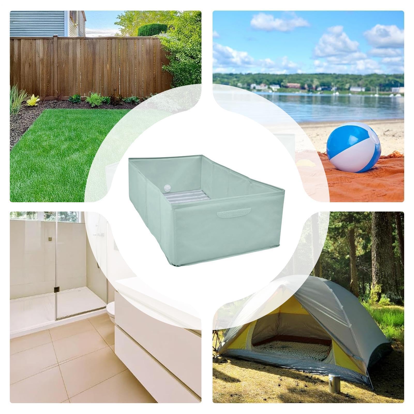 Piscina per bambini portatile, pieghevole, dispositivo antiscivolo con piastra rigida, bacino con design antiscivolo, 80 x 40 x 20 cm, vasca d'acqua per cani, animali domestici e bambini