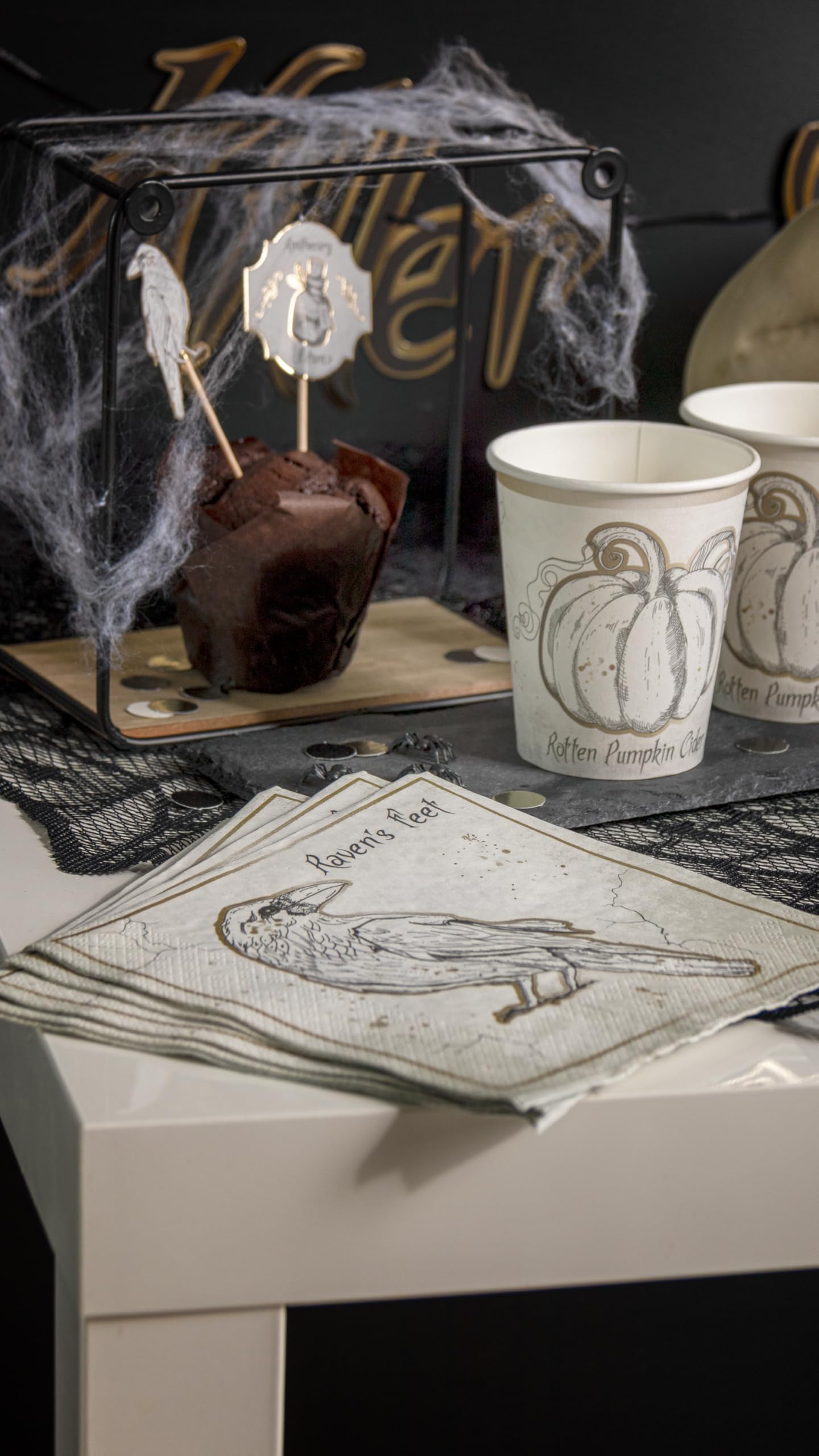 Folat 23890 Serwetki dekoracyjne Creepy Curiosities-33 x 33 cm-20 sztuk przerażające horrory dekoracja dekoracja nawiedzony dom i impreza Halloween, kolor biały