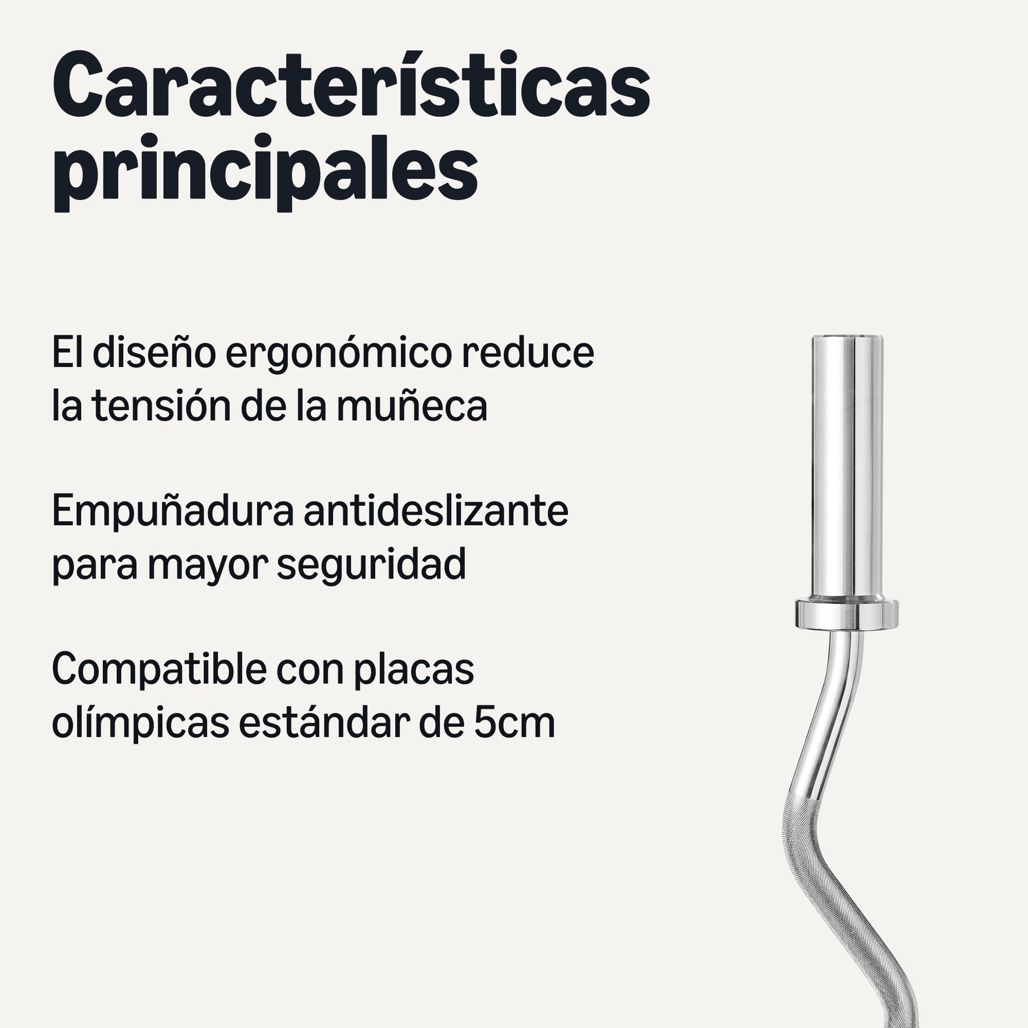 Amazon Basics Barra Olímpica Curvada de 5,1cm, 119,4cm, Cromada