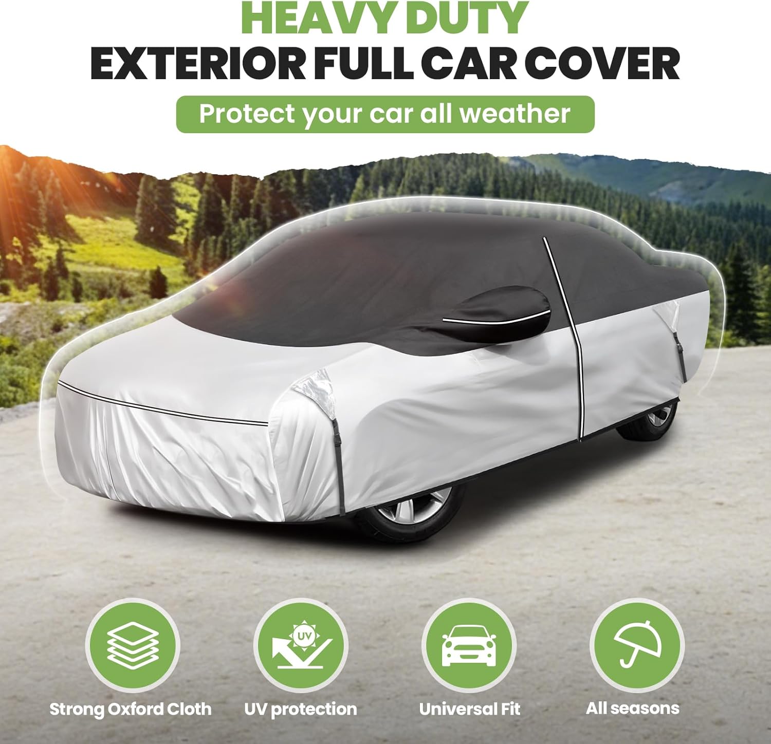 Cartist 420d Car Cover Fits for Toyota Corolla 2000-2025 2026, All Weather Car Covers Outdoor for Corolla Accessories, Waterproof, with Zipper & Reflective Safety Strips