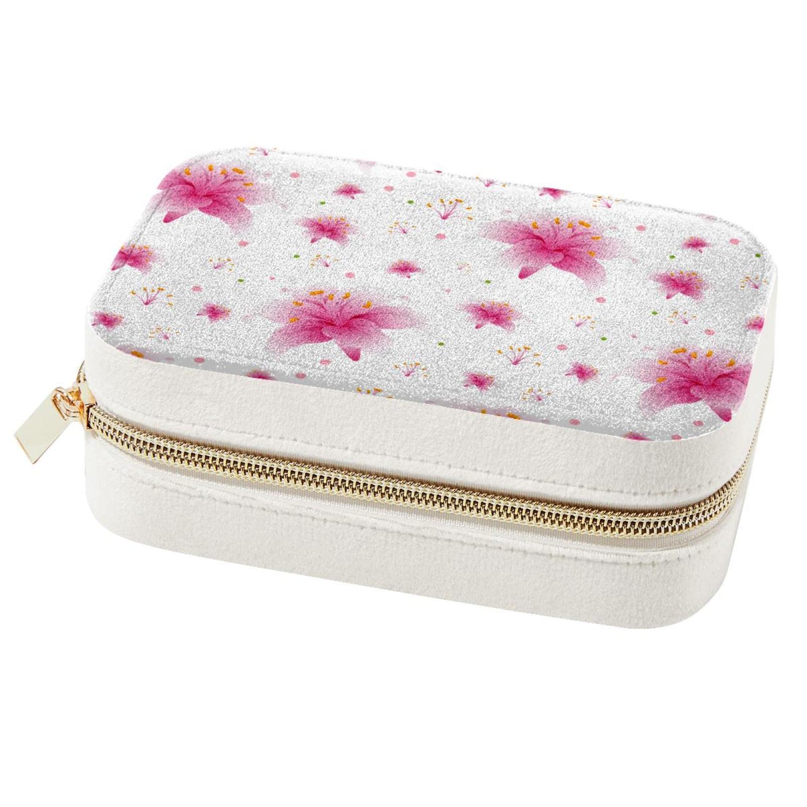 Boîte à bijoux fleurs de lys roses de qualité supérieure avec finitions soignées
