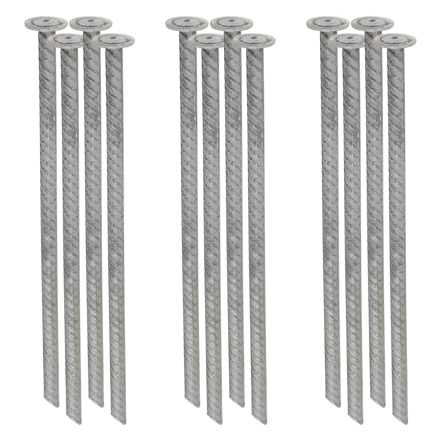 SmartSign Rebar Spikes - Pack of 12, Length 14", Diameter 1/2", Heavy Duty Metal Rebar Stakes for 6ft Parking Curbs/Wheel Stop/Speed Bump, Silver