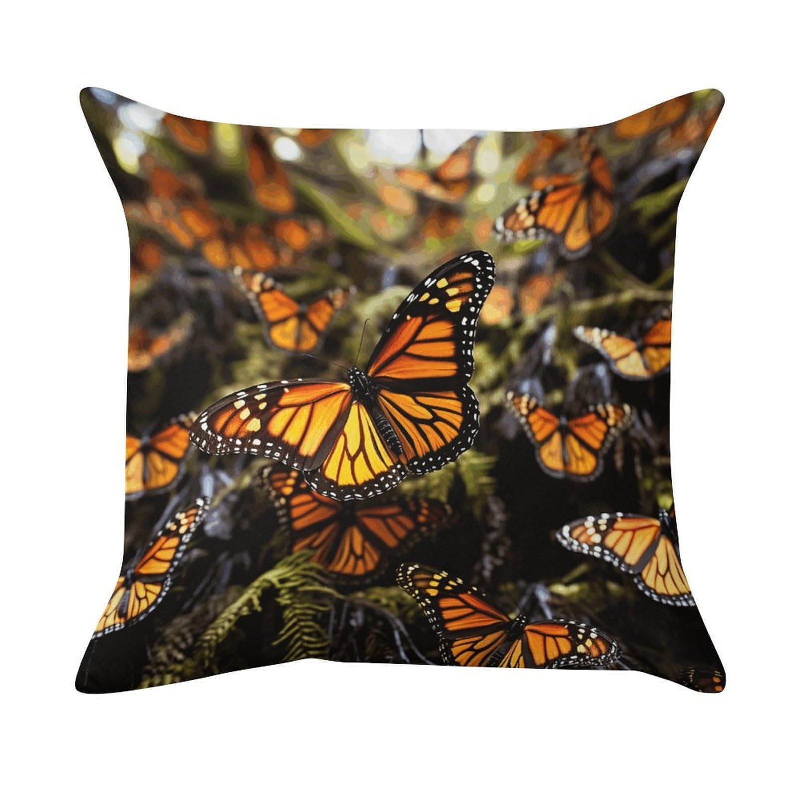 FekiLoot Throw Pillow Cover Heaps of Orange Monarch Butterflies Painting Art Decorative Square Pillow Cover Comfort Breathable Pillowcases Soft Velvet Square Modern Cushion Covers for Sofa Couch