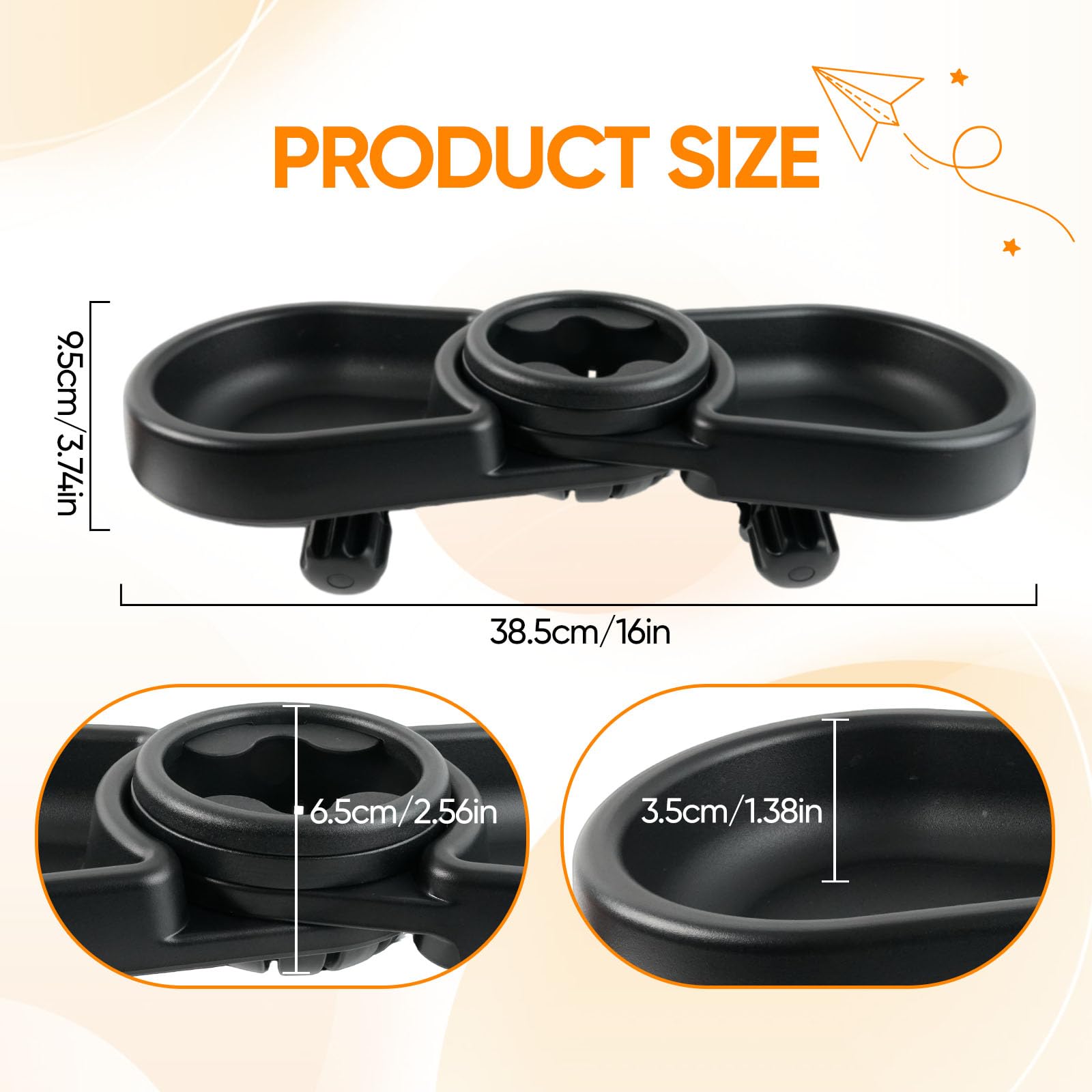 OGNWFUNK Snack Tray Compatible with Baby Jogger City Mini GT2 – BPA-Free 3-in-1 Stroller Snack Tray Attachment with Deep Cup Holders, Easy Installation, Fits Inward-Curved Handlebars - 5