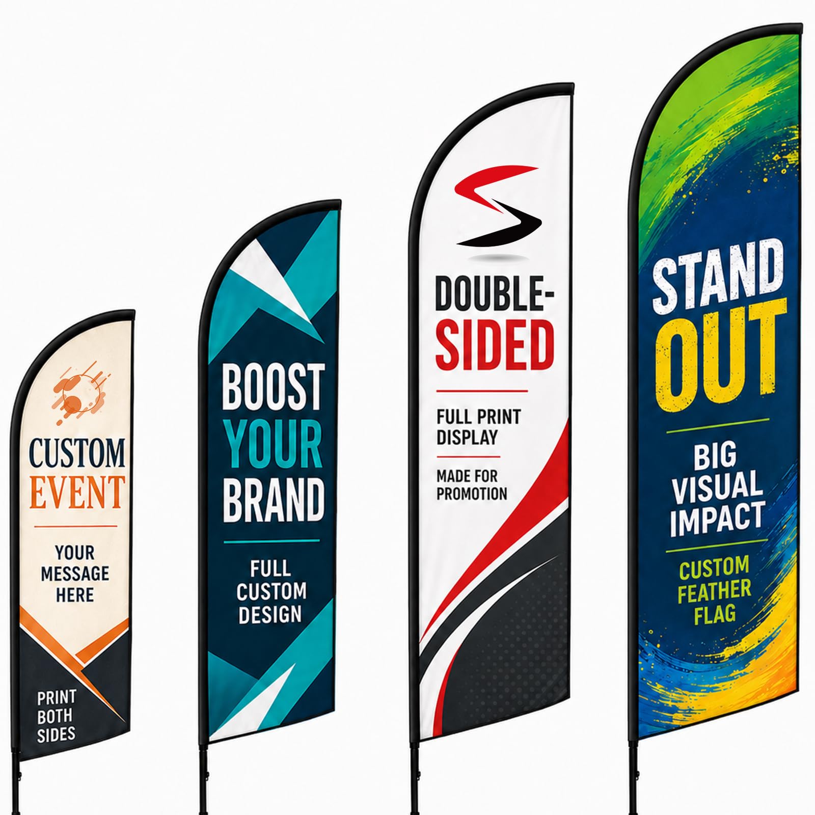 Custom Feather Flags with Logo Text for Business Advertising