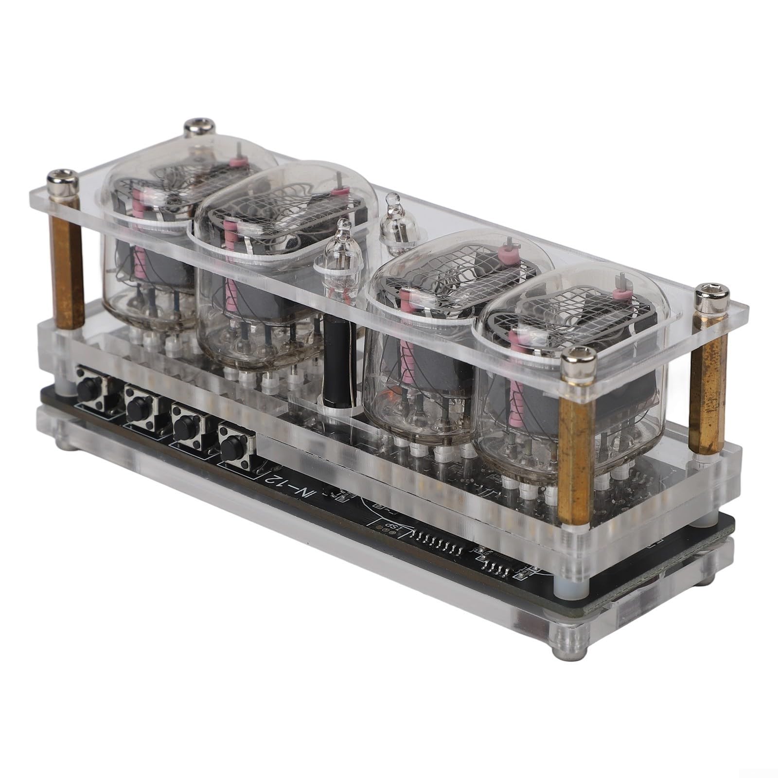 IN12 Nixie Module d'horloge avec lumière respiratoire RVB, kit d'horloge de bureau à tube lumineux rétro, boîtier en acrylique, alimentation USB, mémoire hors tension pour bricolage
