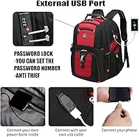 Vista 26 de Shrradoo Mochila de viaje extragrande para laptop, 52 litros, con puerto de carga USB, para portátiles de 17 pulgadas, para hombres y mujeres