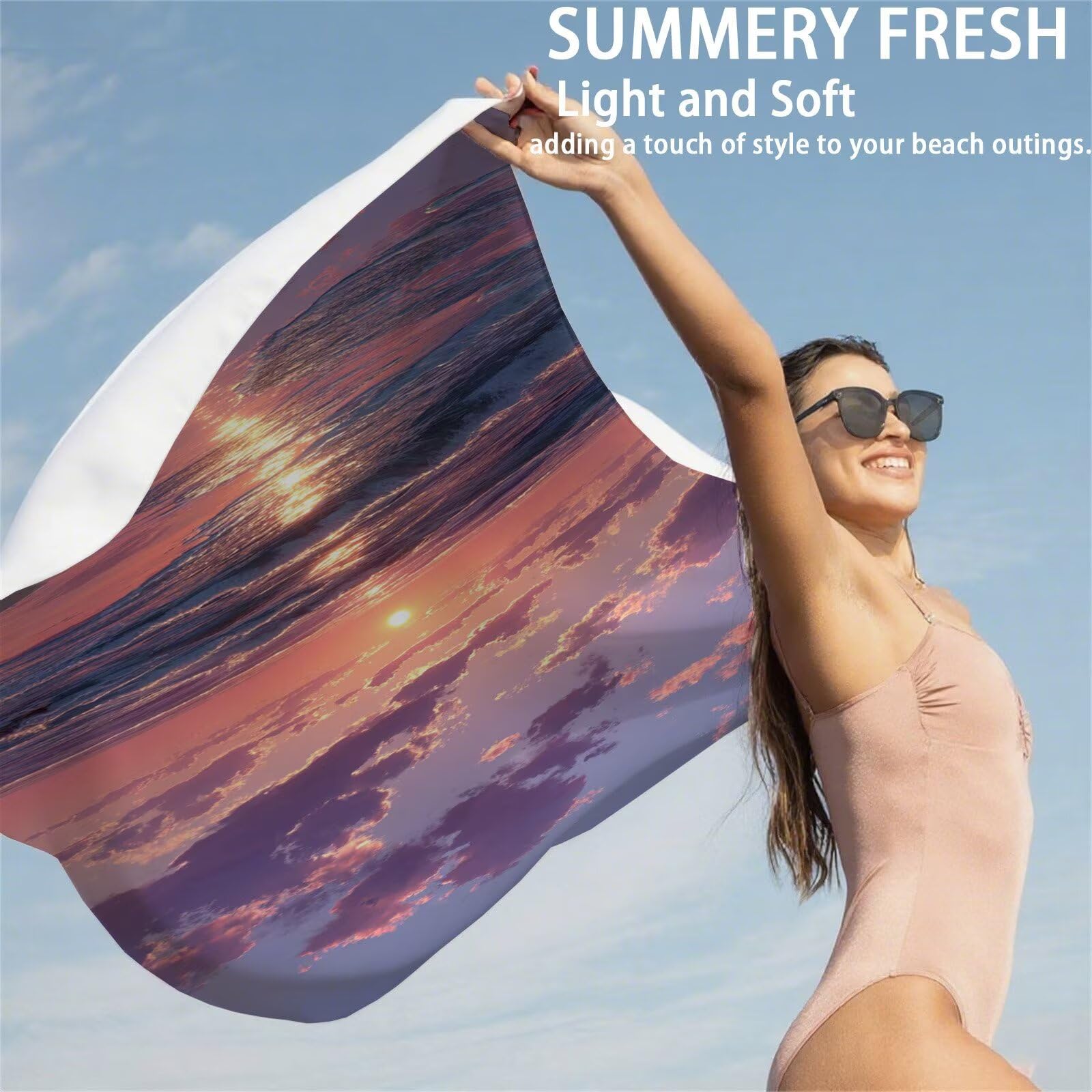 Mikrofaser Strandtuch 80x160cm, Sonnenuntergang Strandtuch Sternenhimmel Saunahandtuc 2 Stück Stranddecke Sandfrei, Schnell Trocknendes, Saugfahiges Strandmatte für Urlaub Schwimmen Camping OC-409