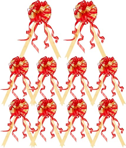 Lazos de regalo grandes para regalo de Navidad, lazos y cintas para canasta de regalo, A1-10 unidades, oro rojo disponible en Yaxa Peru