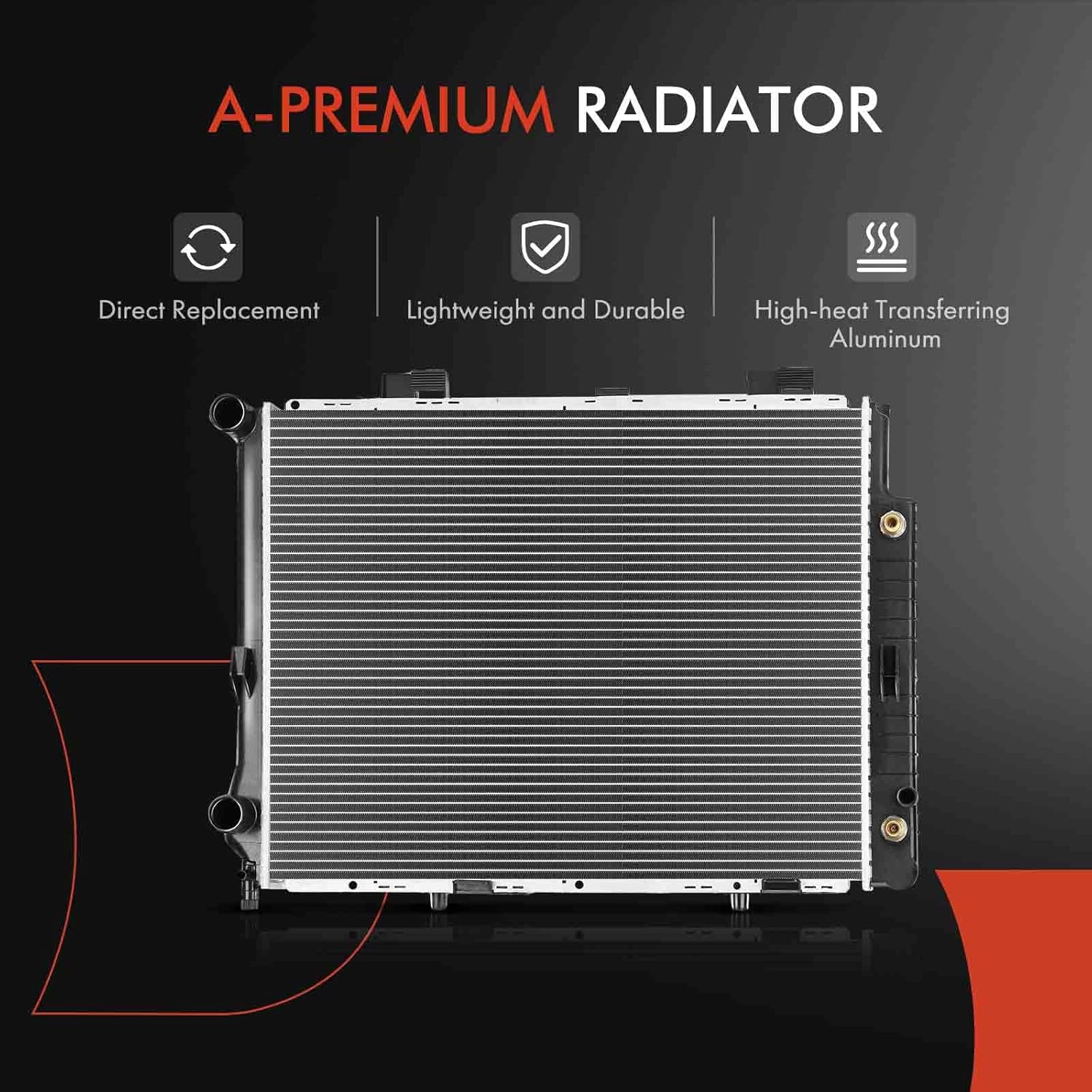 A-Premium Engine Coolant Radiator with Transmission Oil Cooler Compatible with Mercedes-Benz E320 1996-1997 3.2L, Automatic Transmission, Replace# 2105000903