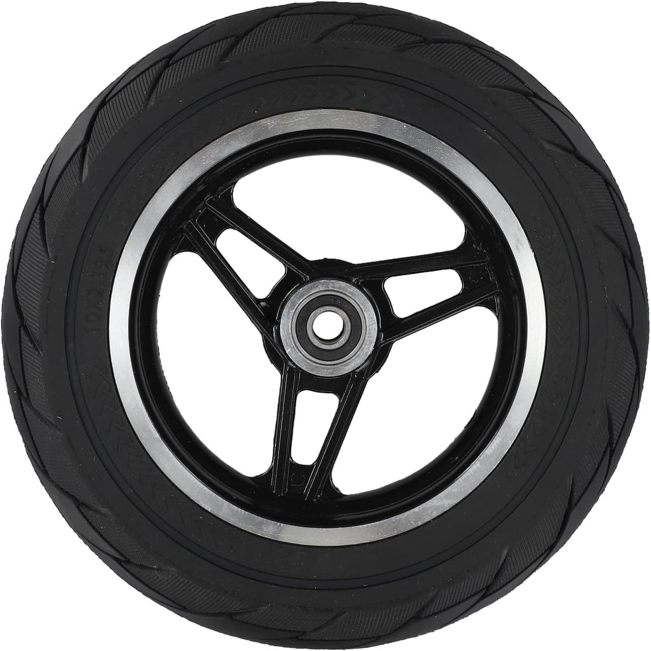 10 Inch Electric Scooter Solid Tire 10x2.125 Replacement Wheel Hub Assembly with Metal Bearing Inner Diameter 10MM 12MM for Private Property Use Black