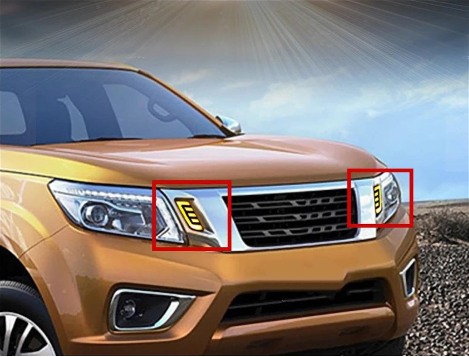 PIWINE Feux Jour Avec Clignotant Antibrouillard Pour Nissan Pour Navara NP300 D23 (2015, 2016, 2017, 2018, 2019)(White and Yellow)