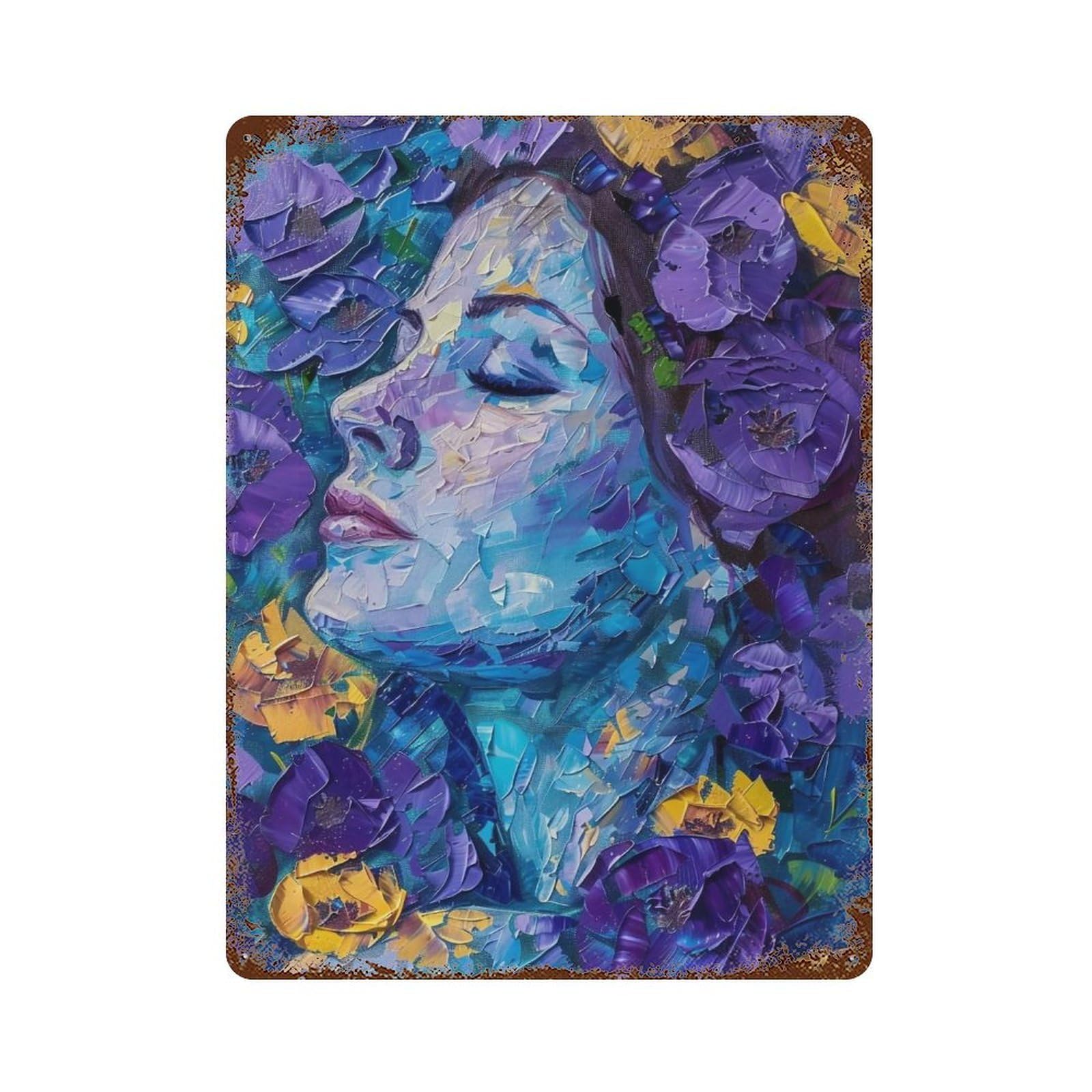 HDURYEYRYY Purple Petal Portrait 02 Wall Retro Iron Vintage Art Metal Tin Sign Poster Modern Home Cofffee Club Art Bar Shop Decor 40x30cm