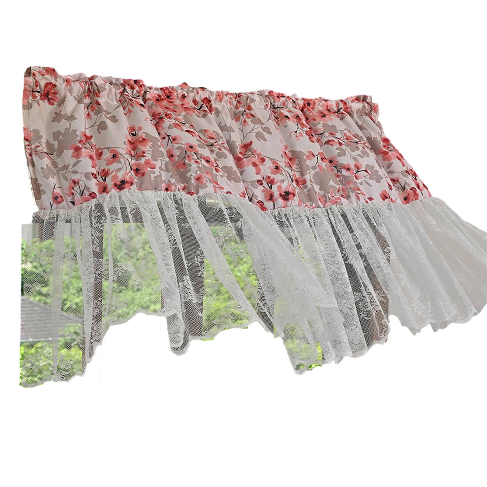 HDOYTXXM Lace Window Curtains Semi Privacy Sheer Fabric Finished Short Curtain for Bedroom Living Room Semi Sheer
