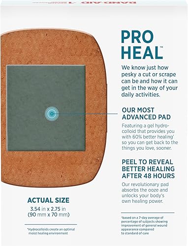 Miniatura 8 de BAND-AID Brand Pro Heal Adhesive First Aid Bandages with Hydrocolloid Gel Pads, Extra Large Clinically Tested Waterproof Bandages for Better Healing