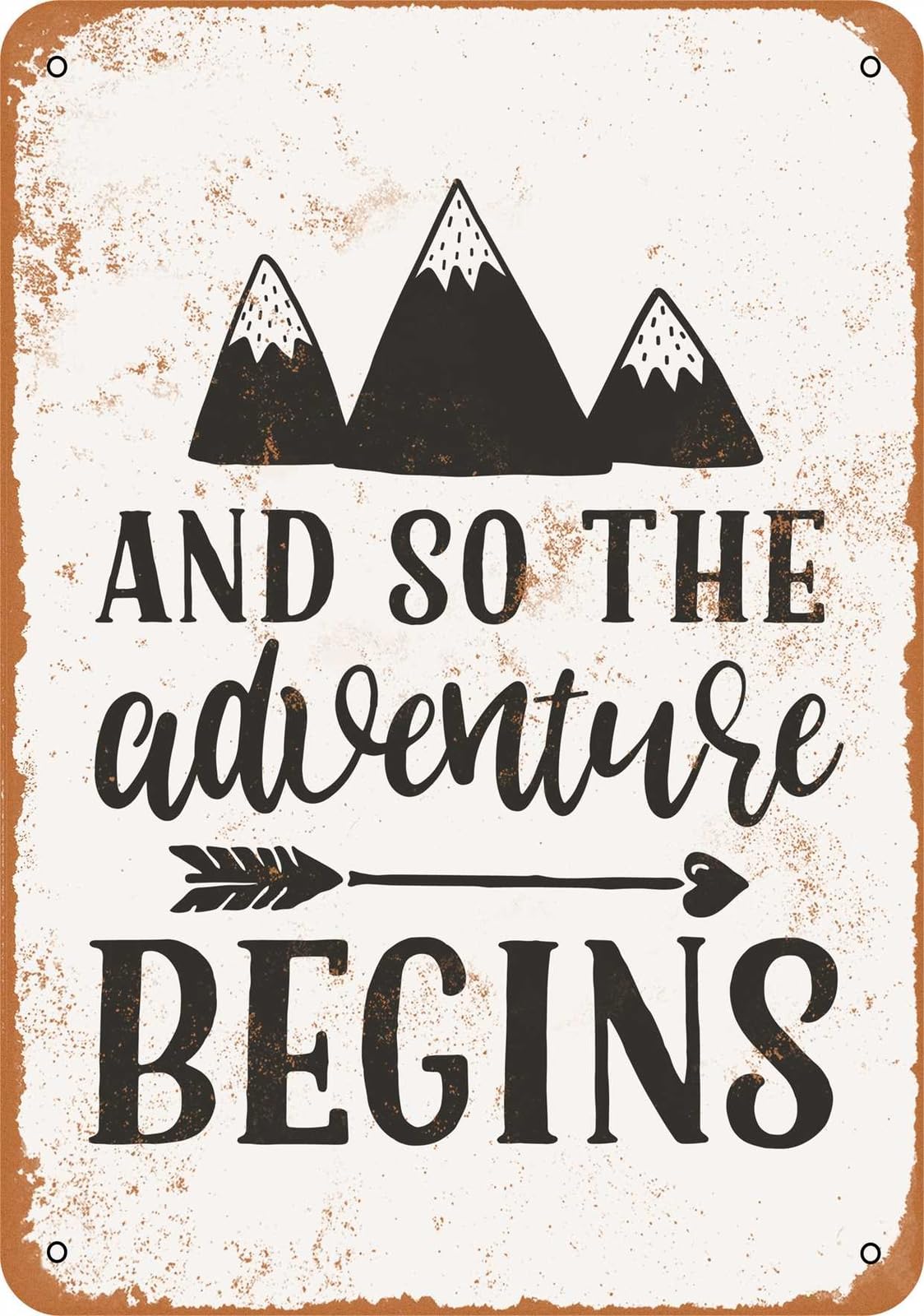 Miaomansenstore Metal Sign - And So The Adventure Begins - Vintage Look Home Decor