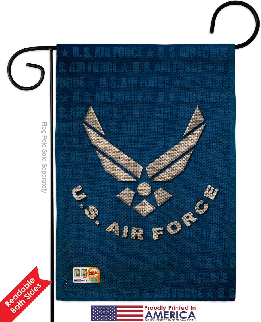 US Air Force Burlap Garden Flag - Pack Armed Forces USAF United State American Military Veteran Retire Official USA Vintage Applique - House Banner Small Yard Gift Double-Sided Imported 13 X 18.5