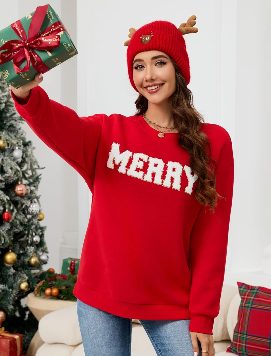 Leikar Christmas Sweatshirts For Women Retro Santa Hoodies Crewneck Pullover Sweater Holidays Fashion Outfits 2025 - Image 4