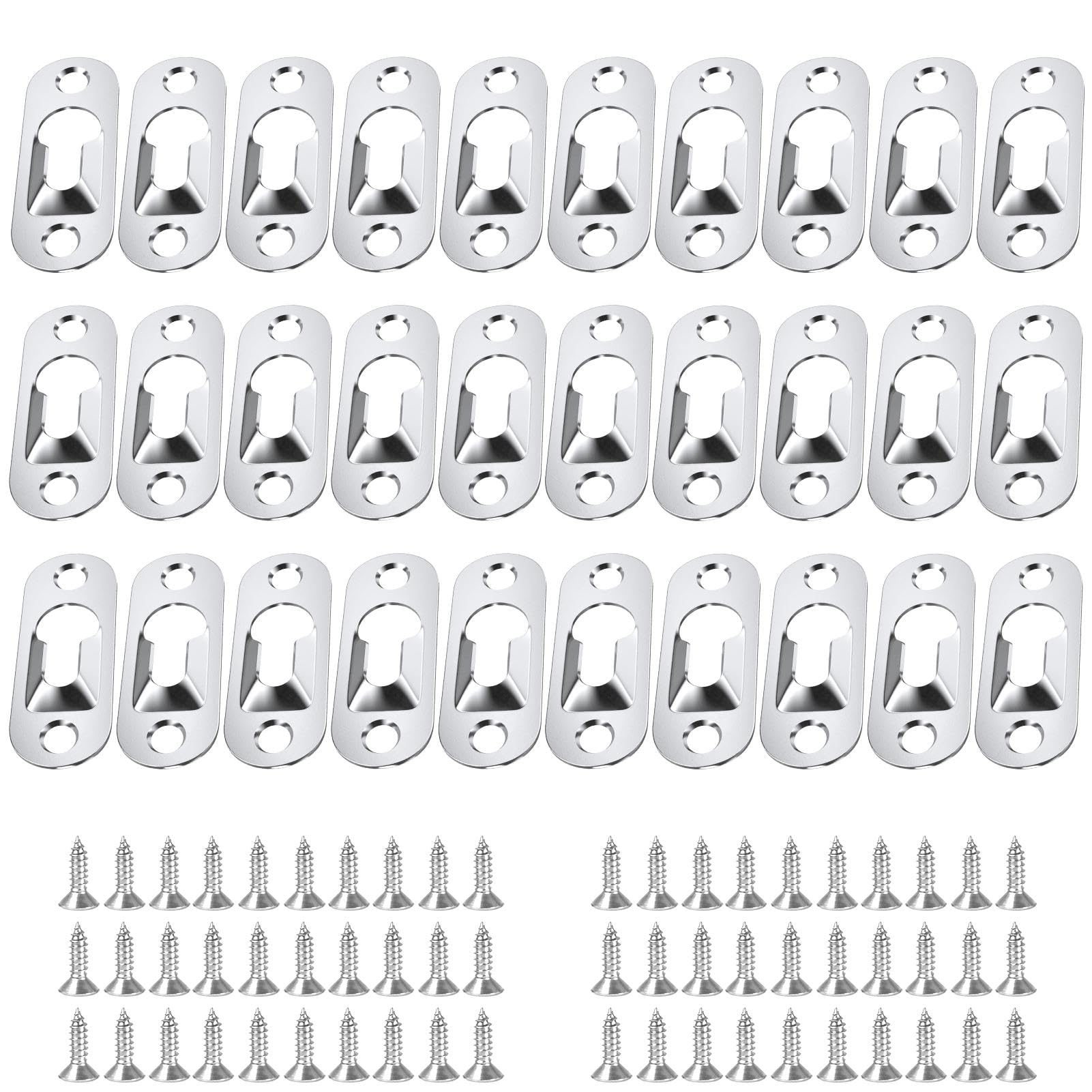30 Pcs Keyhole Hanger, Sawtooth Picture Hanger with 60 Pcs Screws