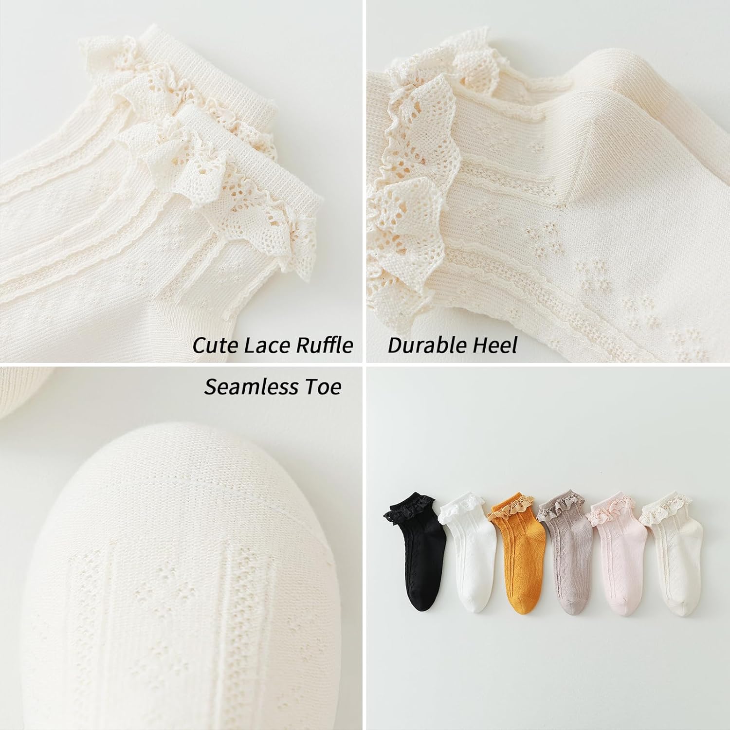 Mini angel Baby Girl Socks Infant Toddler Ruffle Eyelet Lace Socks Girls Ruffle Sock Seamless Princess Frilly Sock for Kids - Image 7
