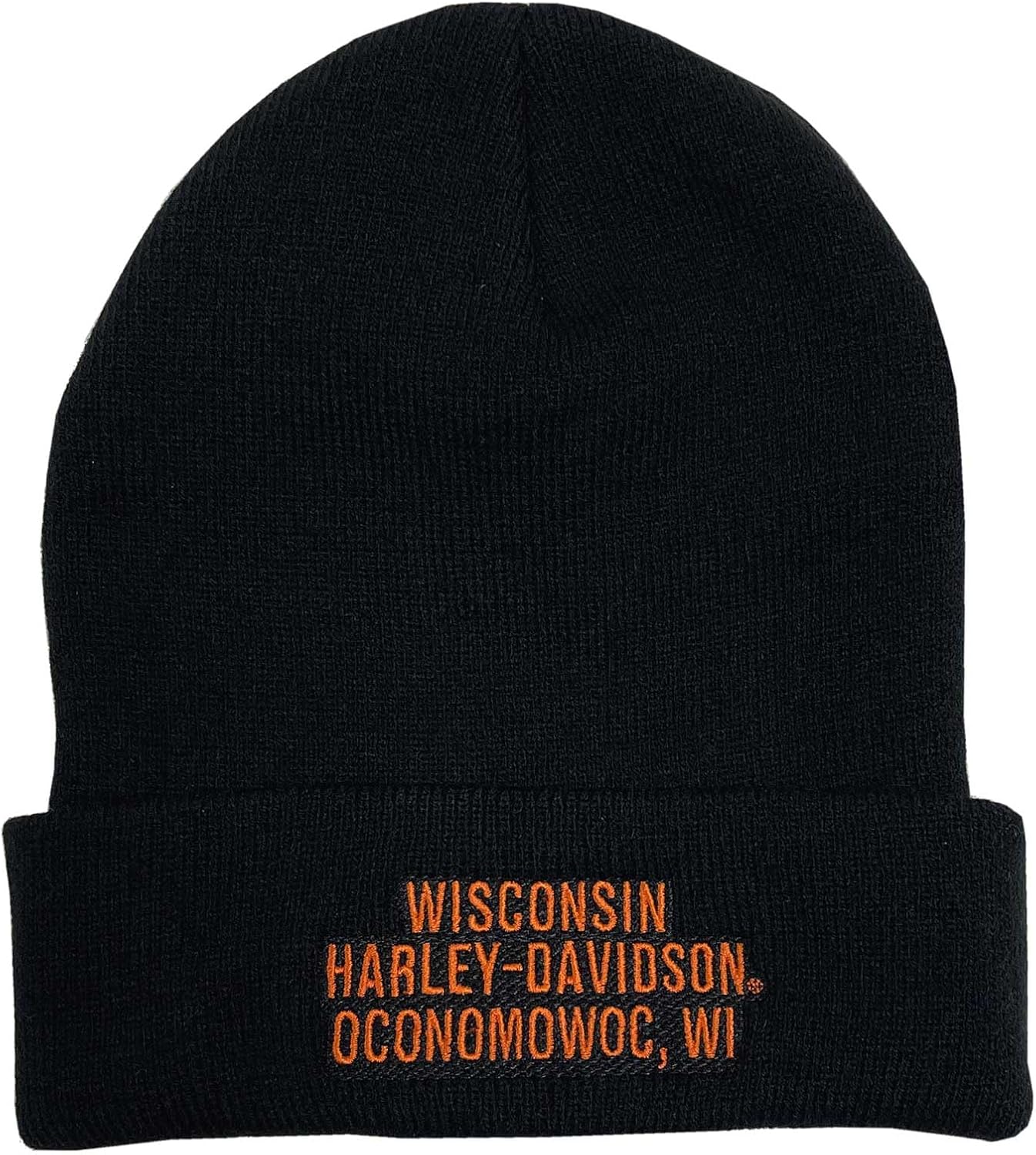 Harley-Davidson Men's Woven Label Bar & Shield Cuffed Acrylic Beanie Hat - Black