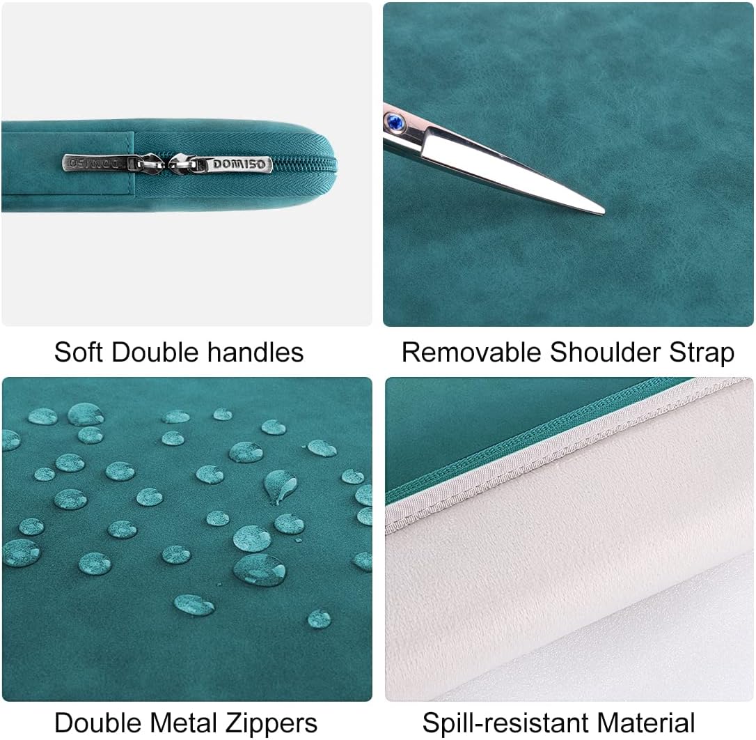 DOMISO 17 inch Laptop Sleeve Protective Case Cover Compatible with 17-17.3 inch HP Dell ASUS Lenovo Chromebook,Waterproof Computer Cases Bag with Accessory Pouch,Turquoise