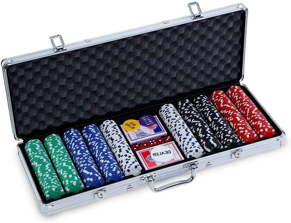 500 Piece Empty Poker Chip Case with Strong Handle & Lock Case Can Hold