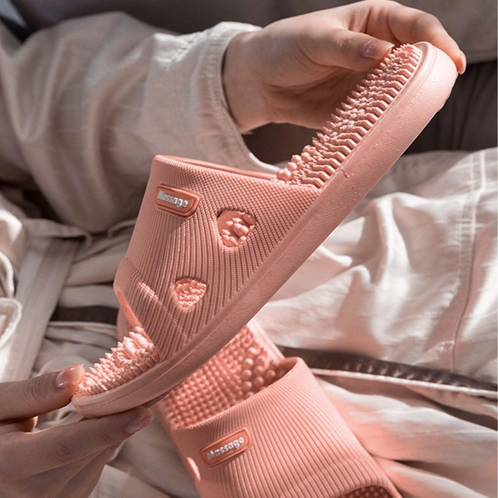 Zimoer Pantofole Per Agopressione, Massaggio Piedi Per Donna Uomo, Da Casa Doccia Sandali Sollievo Dolore Plantare Fascite Plantare (Rosa, 38)