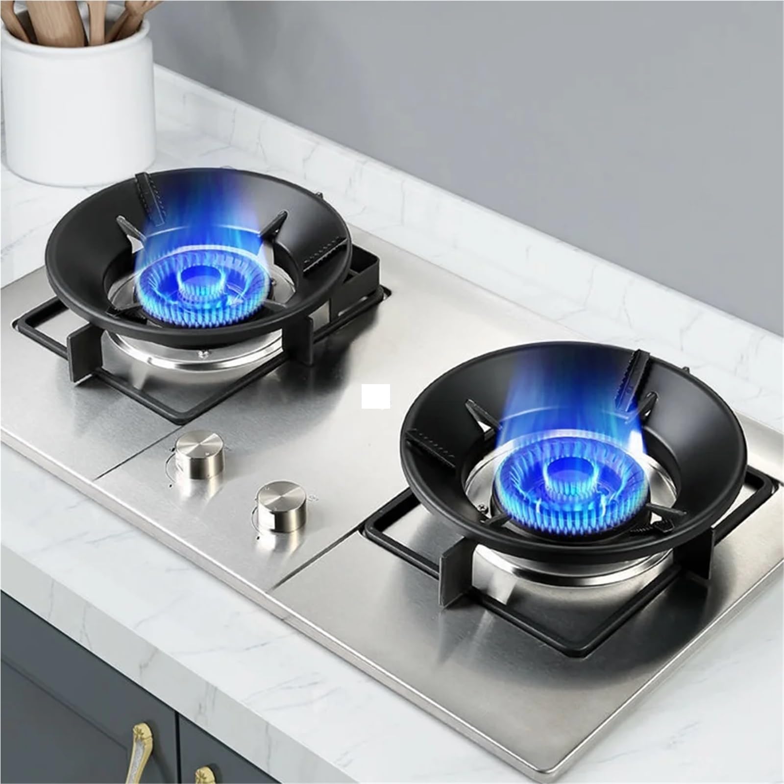 Anillo de soporte para wok, Rejilla for estufa de gas, hierro fundido negro, 2 uds., soporte anillo for Wok, 26x26x5cm