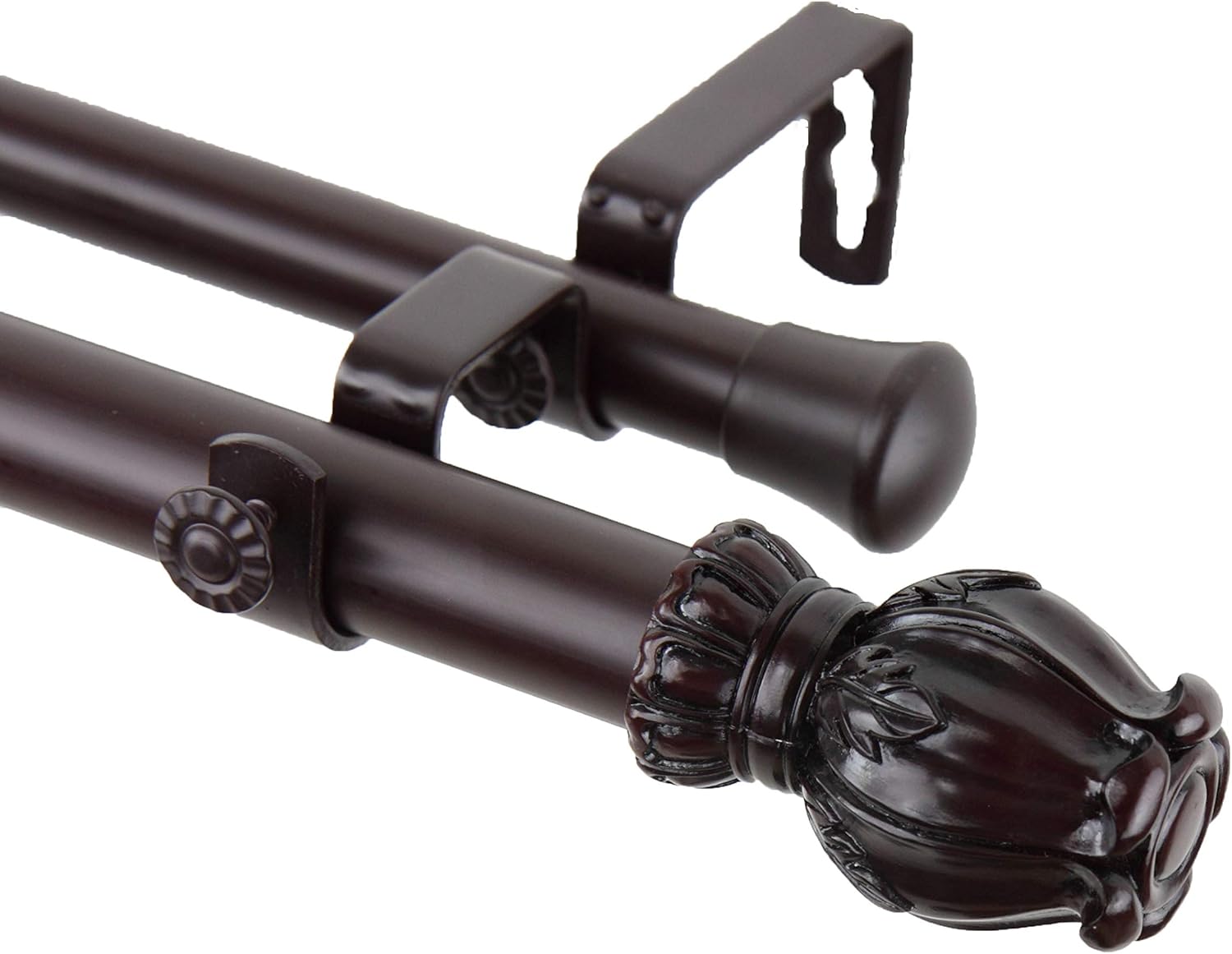 Rod Desyne 1" Party Double Curtain Rod, 28-48 inch, Mahogany