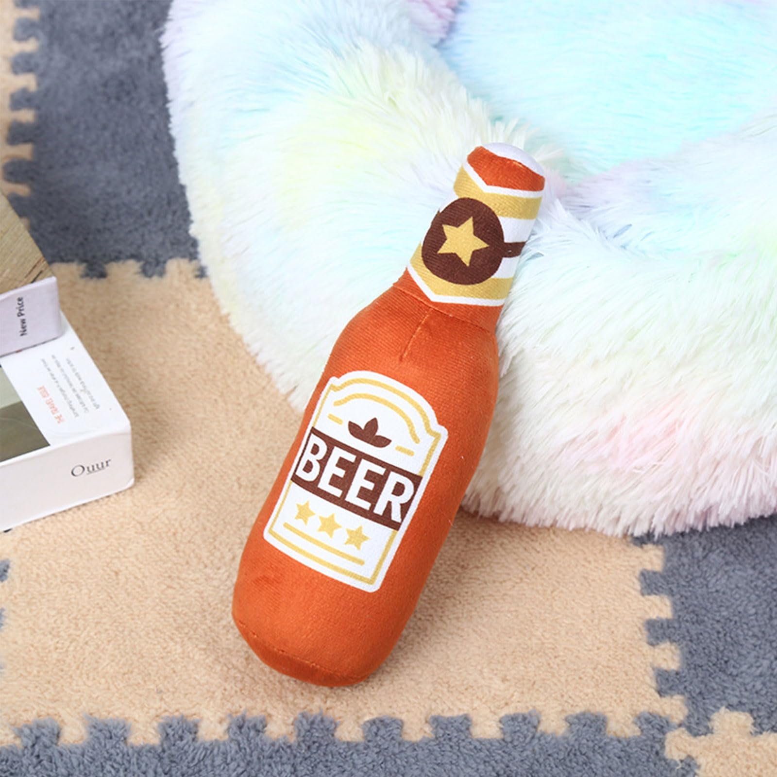 BDHI 2pcs Dog Beer Bottle Plush Toys Squeaky Dog Interactive Play Toy Interactive Dog Chew Toy Beer Bottle Plush Puppy Toys Portable Funny Cute Pet for Small Medium Dogs and Other Pets(Y289-2) - Image 3