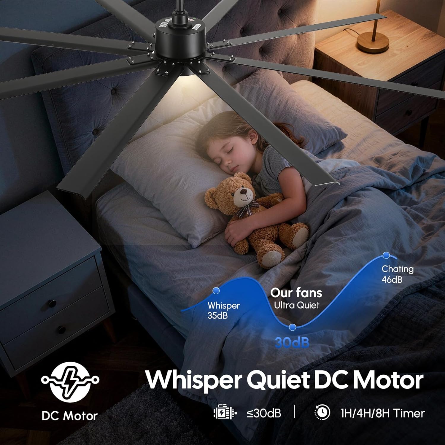 56 Inch All Weather Wet Rated Outdoor Ceiling Fan with Light Waterproof, WiFi Smart Fans with Alexa/App Control, 8 Aluminum Blades, High CFM Quiet DC Motor, for Patios Porch Pergola, Modern Black