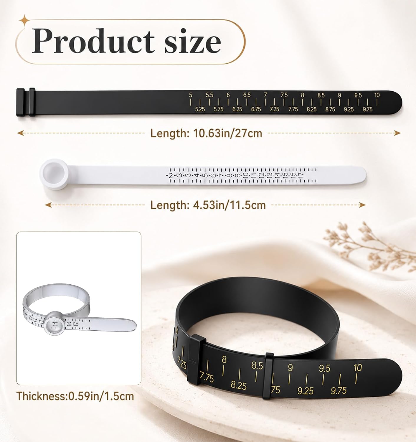 2 Pcs Bracelet Sizer & Ring Sizer Tool, Bracelet Size Measuring Tool