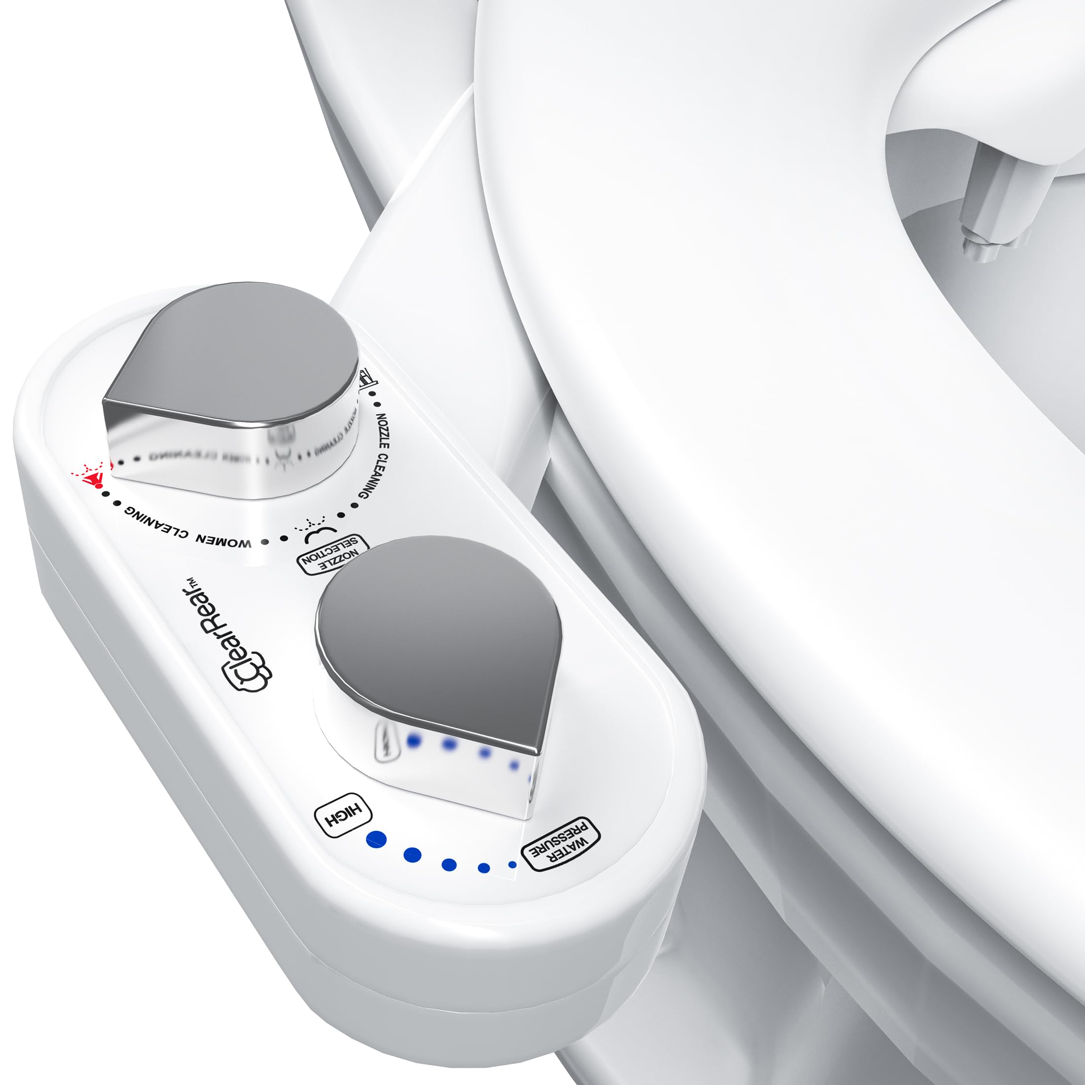 CLEAR REAR Bidet Attachment for Toilet Seat - Non-Electric with Self Cleaning Dual Nozzles, Leak Proof Connectors, Adjustable Water Spray, Rear &amp; Feminine Wash - Hygienic Bathroom Upgrades