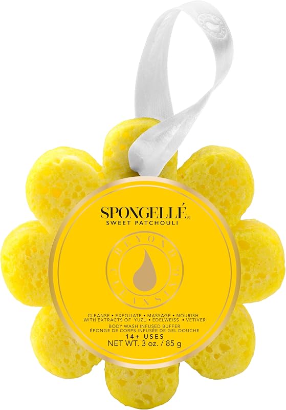Esponja de banho SPONGELLÉ Sweet Patchouli Wild Flower com sabonete corporal e esfoliante integrado