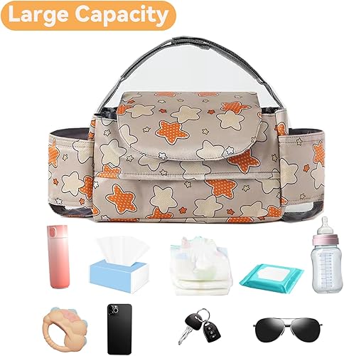 Miniatura 2 de Beliiyely Organizador de cochecito con soporte para tazas, bolsillo para toallitas y bolsa para teléfono, accesorios para bolsa de cochecito y