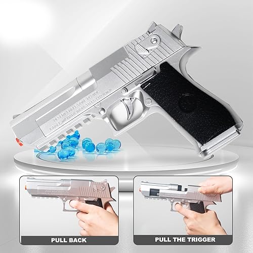 Miniatura 3 de Pistola de pistola de bolas de gel, pistola manual pequeña plateada para mayores de 14 años, juego de disparos en equipo al aire libre, regalo ideal