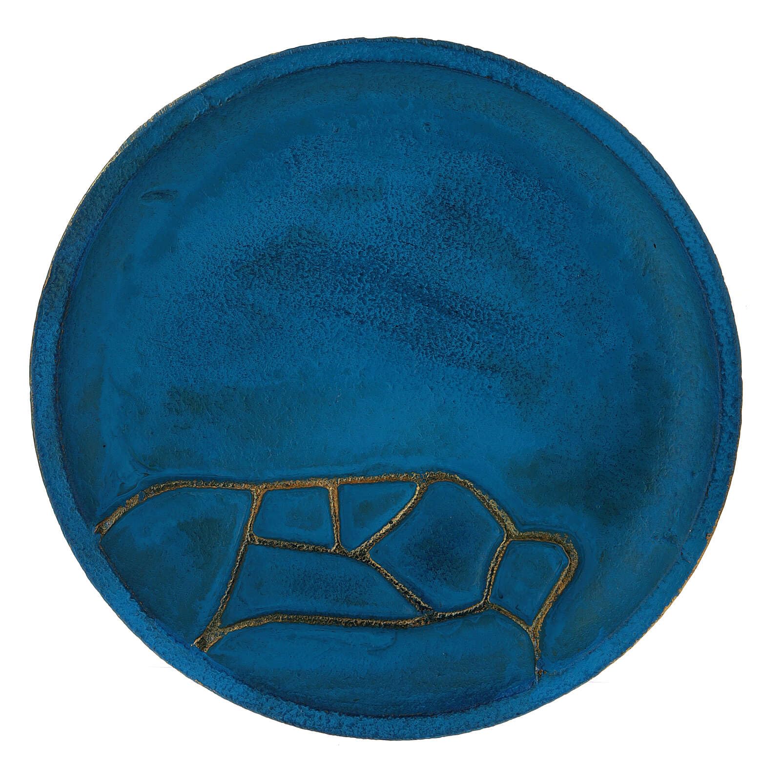 Turquoise Aluminium Candle Holder Plate 14 cm