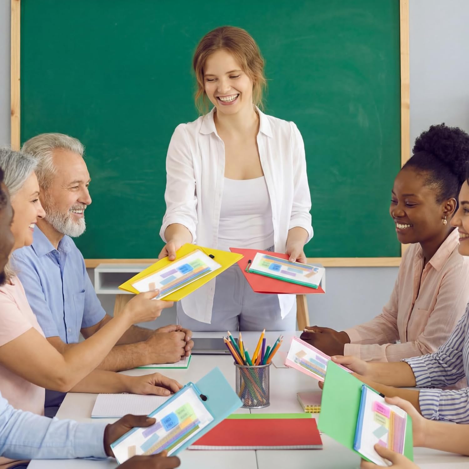 Watersay 240 Pcs Stationery Supplies Kit Includes 120 HB Writing Instruments 30 Eraser 30 Ruler 30 Sharpener 30 Mesh Zipper Pouch Stationery for Exchange Gift(Bright Colors)