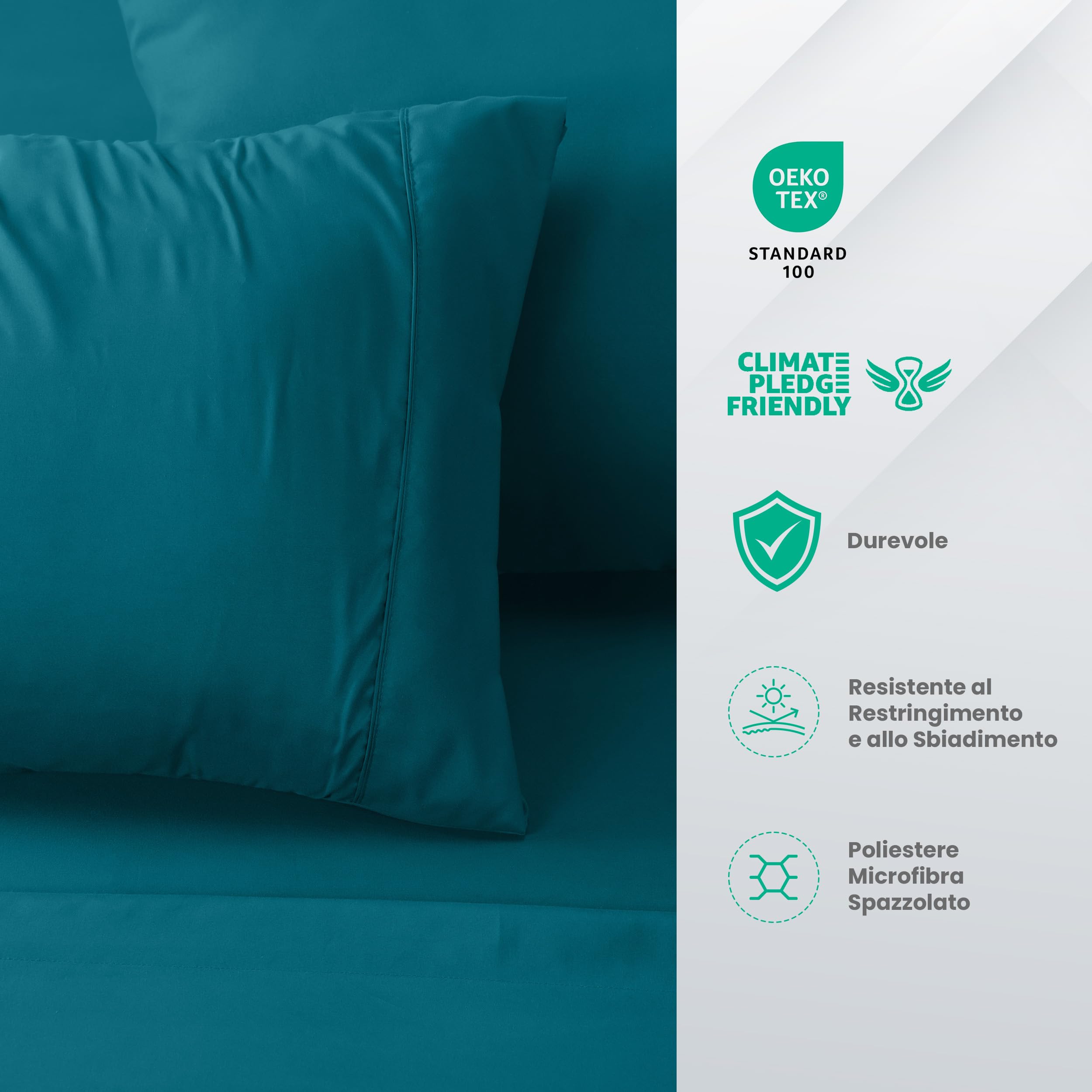 Utopia Bedding - Set Lenzuola Letto Una Piazza e Mezza 4 Pezzi 135x190 cm - Poliestre di Microfibra - Oeko-Tex Certificato - Lenzuolo con Angoli, Lenzuolo Piatto e 2 Federe 50x75, Blu Denim