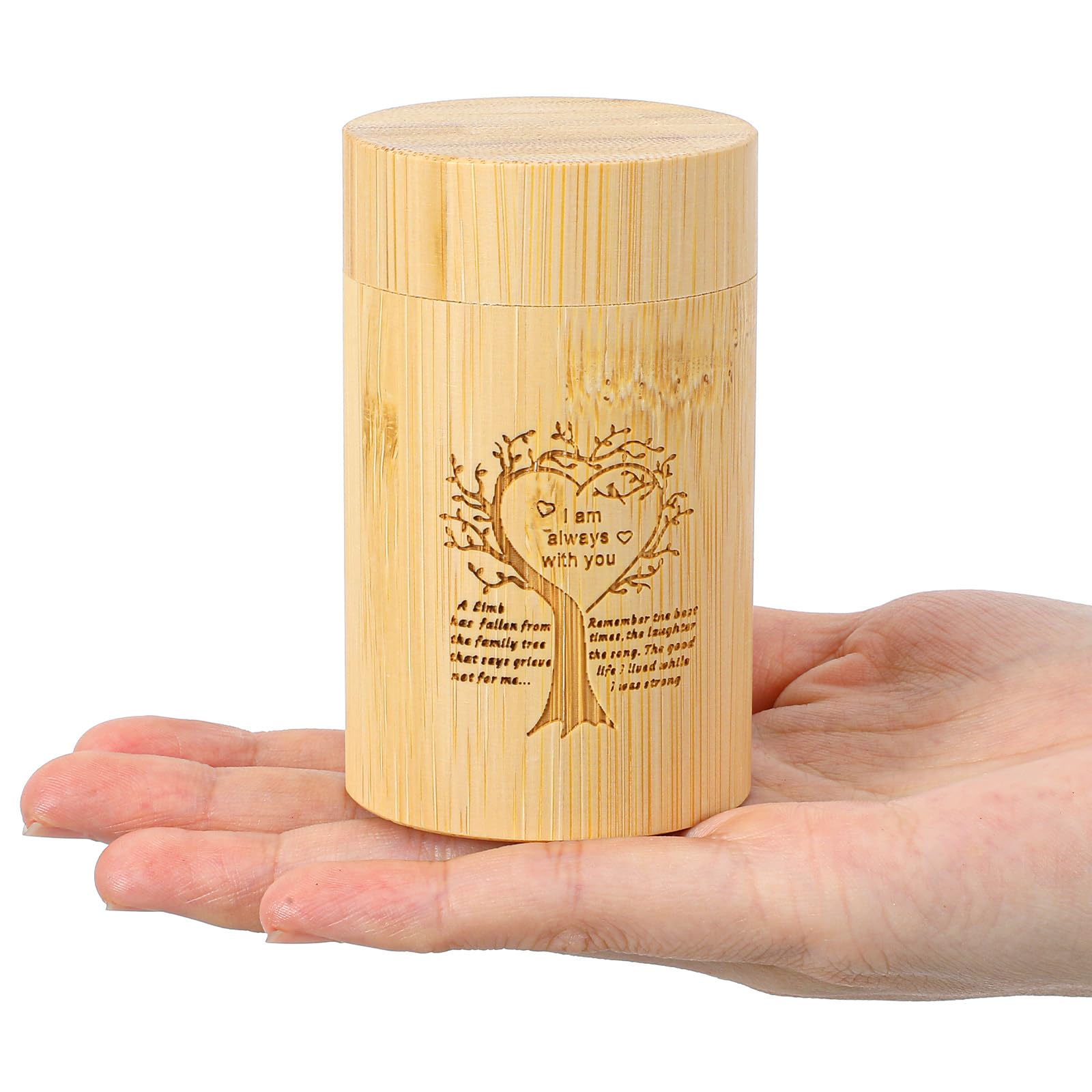 Wooden Urns for Human Ash, Small Urns for Human Ashes Keepsake with Heart Tree and Wish Word, Beautifully Wood 3.15x2 In Keepsake Urn for Humans Pet Ash, Hard Wood Urn Pet Supplies for Dog Cat Ashes