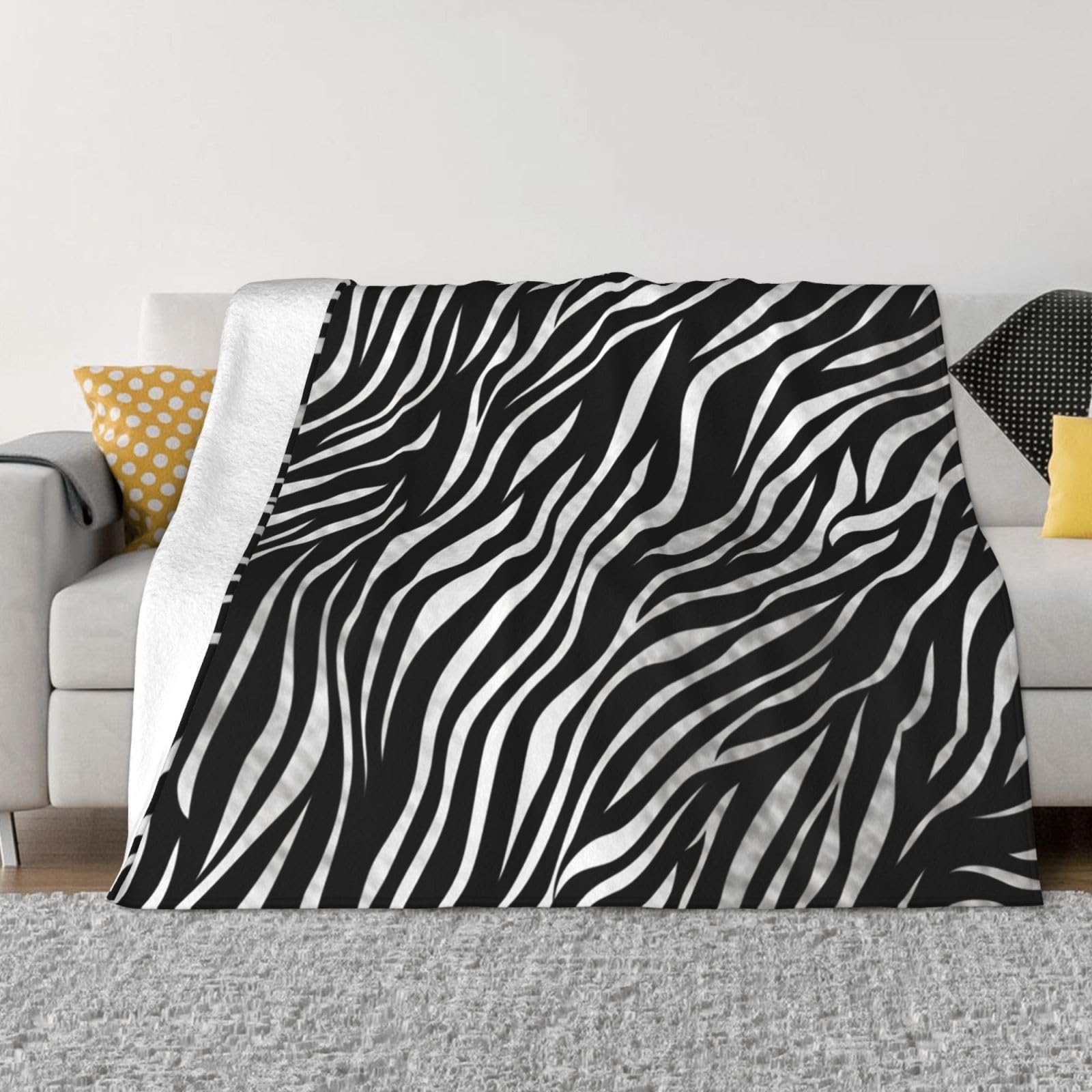 Couverture micro polaire zèbre haut de gamme | Plaid flanelle doux et chaud pour lit 150x200
