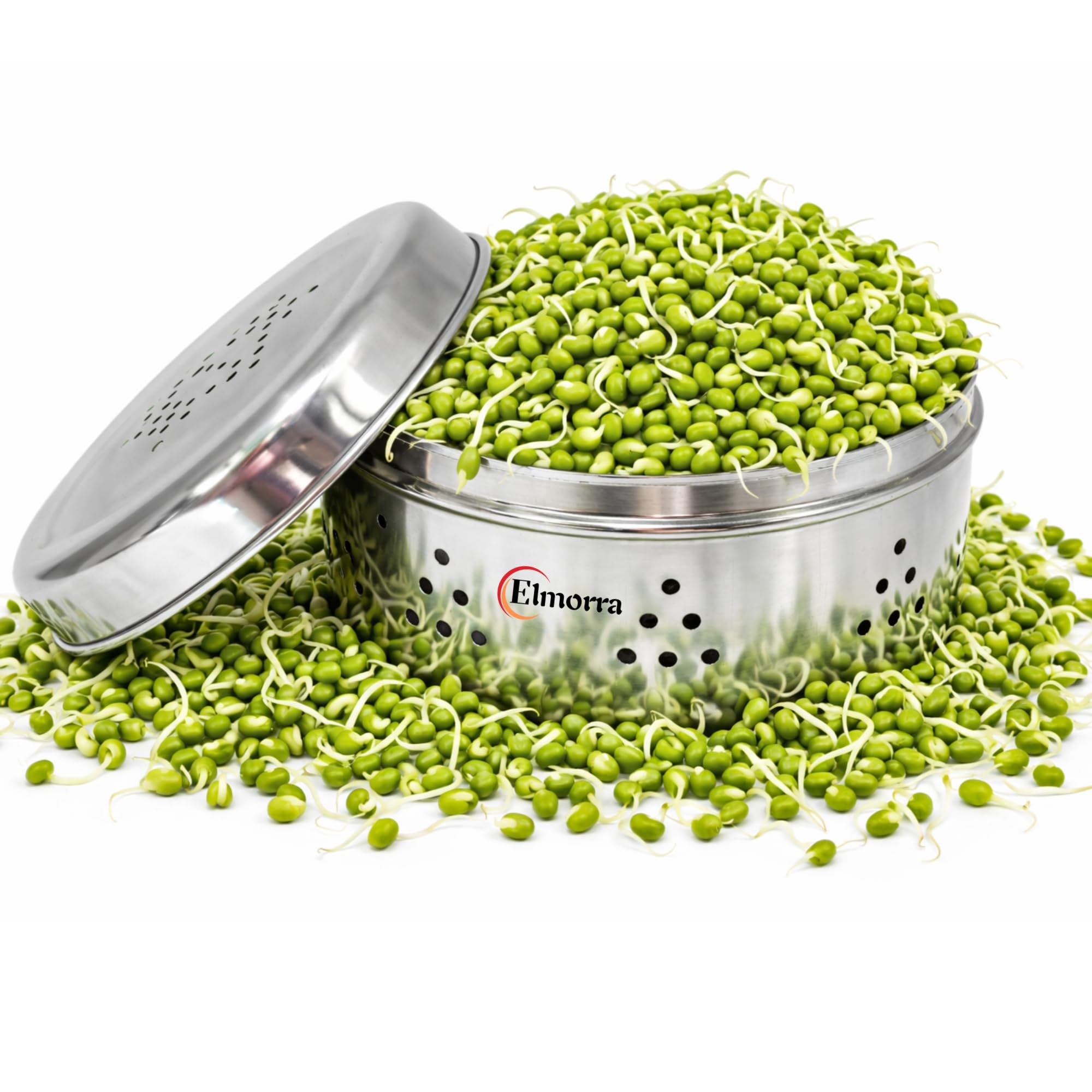 Elmorra Stainless Steel Sprout Maker Box Dabba with Holes | Multi-Purpose Coriander & Vegetable Storage Container | Durable Steel Sprouting Jar for Fresh Healthy Sprouts at Home