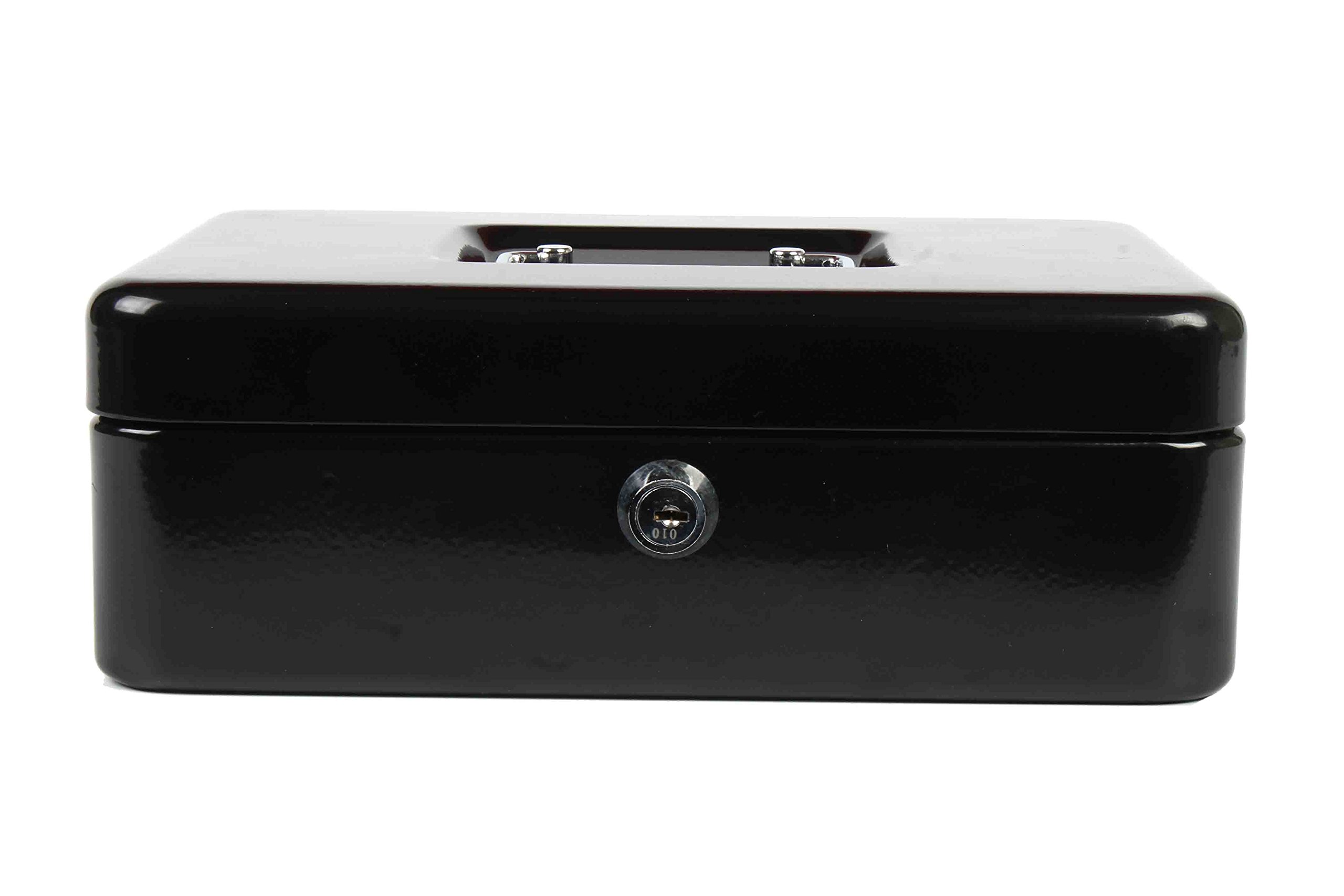 Shraddha Collections 8" Key Lock Stainless Steel Locker Cash Boxes/ Cash Petti (Black)