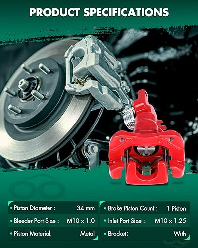 Miniatura 2 de SCITOO Pinzas de freno traseras izquierdas+derecha con soporte 19-B2068 19-B2069 rojo compatible para Acura TSX 2004-2008 para Honda para Accord