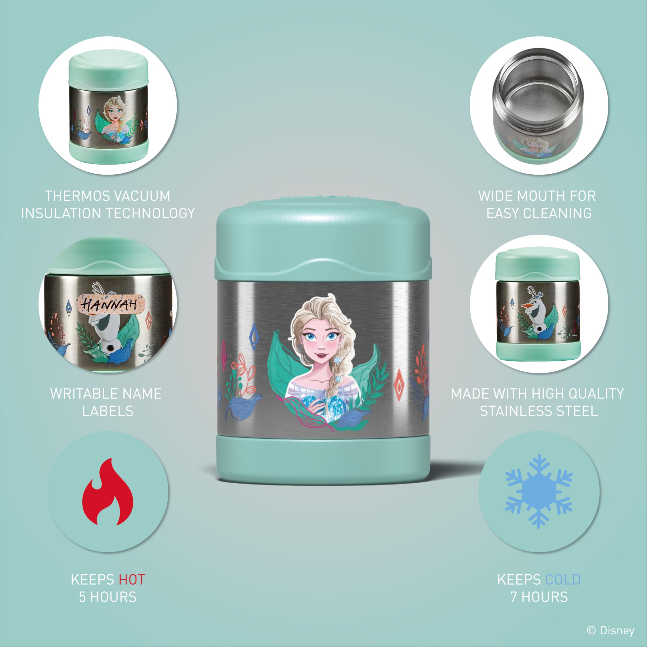 Thermos Kids FUNTAINER Disney Kraina Lodu II Anna Elsa, termos na żywność ze stali nierdzewnej, 300 ml, całkowicie szczelny, utrzymuje ciepło przez 5 godzin i zimno przez 7 godzin, bez BPA