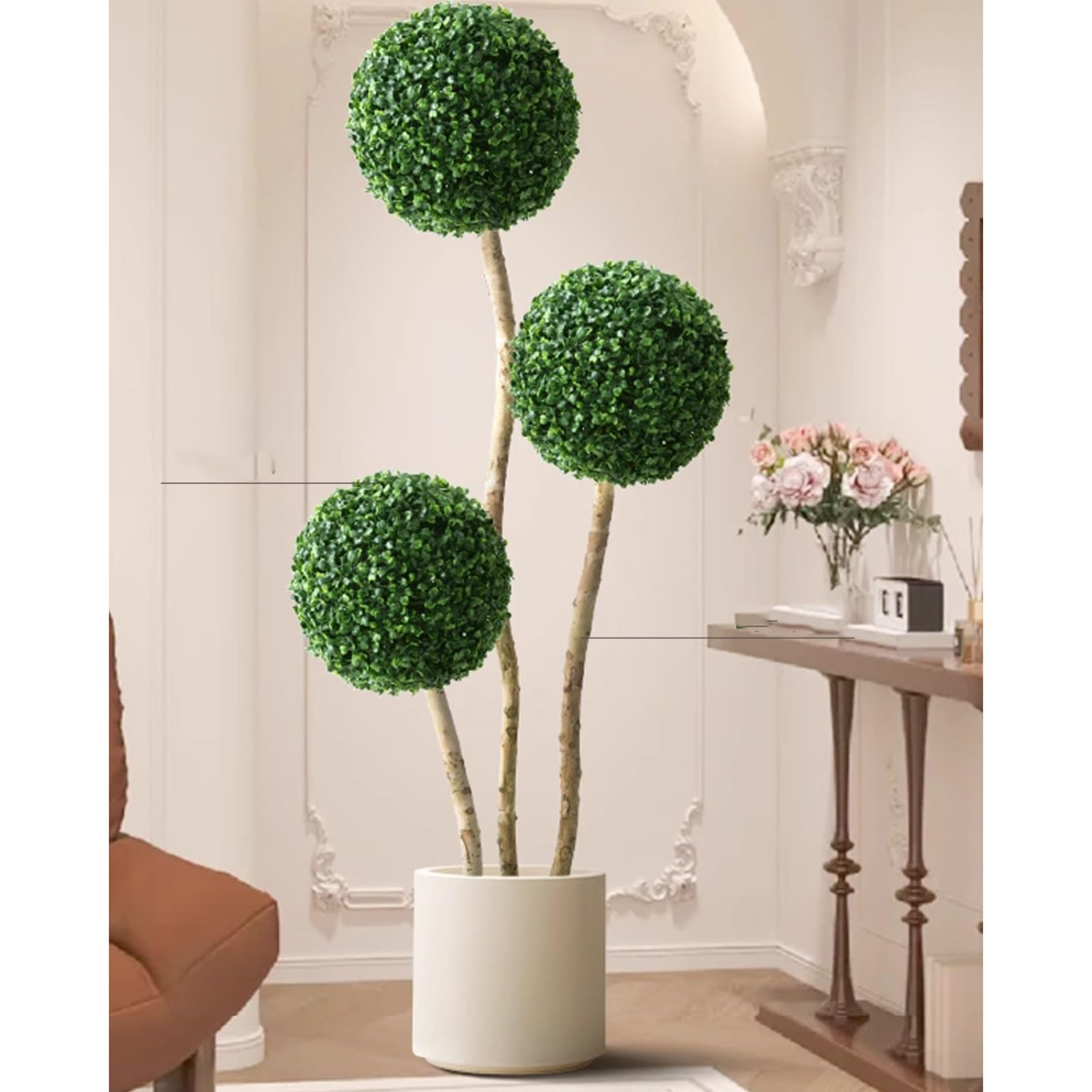 Albero Artificiale Decorativo, Albero Topiario a Forma di Palla di Bosso in Vaso, Pianta Finta per Decorazioni Interne/Esterne, Verde Scuro(Medium)