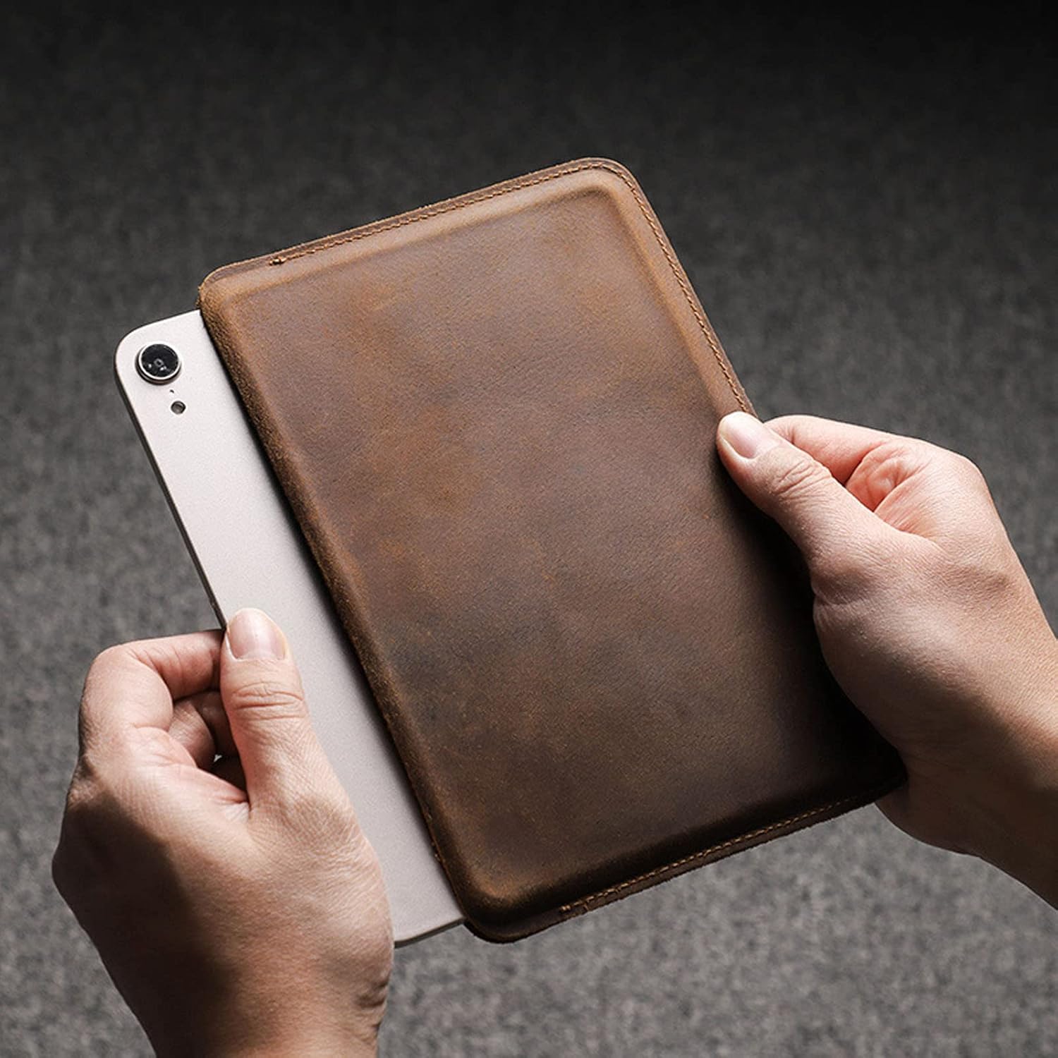 Slim Tablet Protective Case Shockproof Tablet Sleeve Case Mini Sleeve Tablet Bag Pu Leather Bag Waterproof Cover Notebook Computer Case for Mac (Coffee Across)