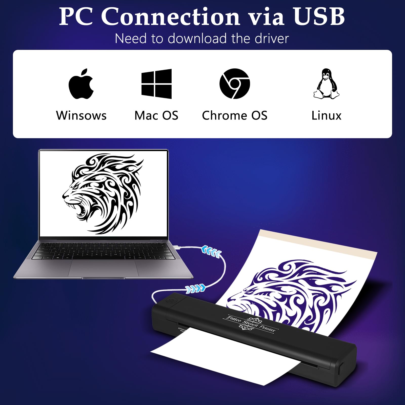 Thermocopieur Tatouage Bluetooth, Imprimante Thermique Stencil avec Transfert Papier, Machine Portable pour Artistes