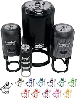 Biblical Shepherd Sheep Staff Crook Self-Inking Rubber Stamp Ink Stamper for Stamping Crafting Planners - 1/2 Inch Mini - Brown Ink